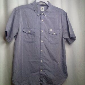 Marc Ecko Shirt M Men Short Sleeve Button Up Pockets Blue